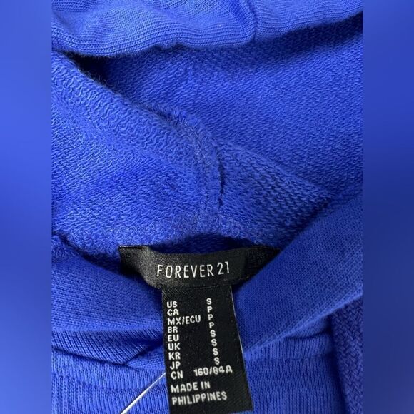 Forever 21 Blue Simple Crop Hoodie NWT Size S - Picture 5 of 9